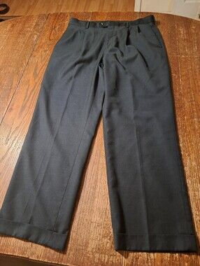 36x30 Croft & Barrow Blue Pleated Front Cuffed Hem Dress Pants Trousers